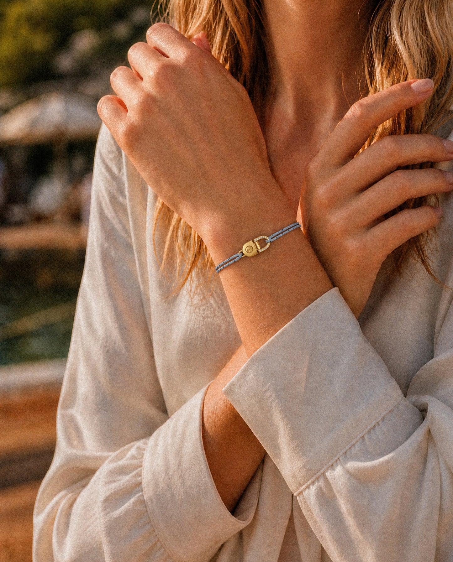 Gold & Diamonds Rivet Cord Bracelet